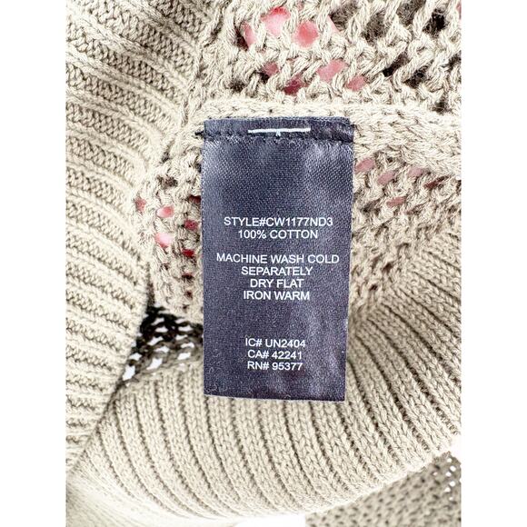 SANCTUARY Sweater Size XS NEW Cotton Open Knit Olive Green Sweater - Picture 5 of 5